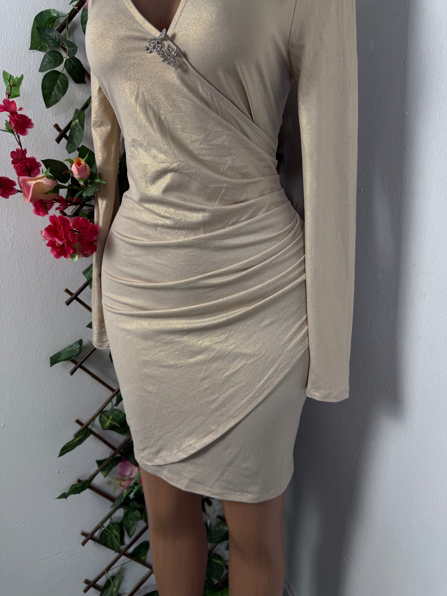 Robe soirées croisée manche longue