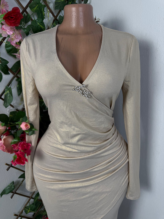 Robe soirées croisée manche longue
