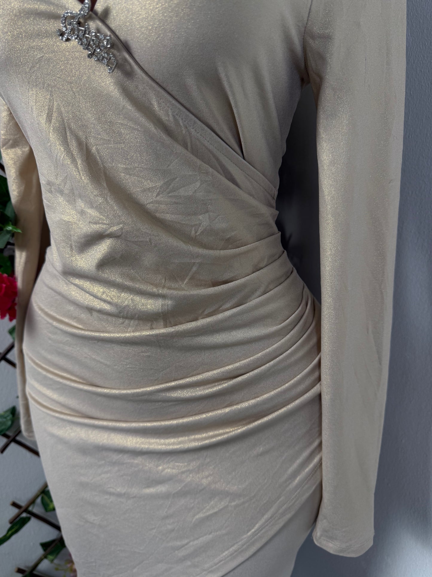 Robe soirées croisée manche longue