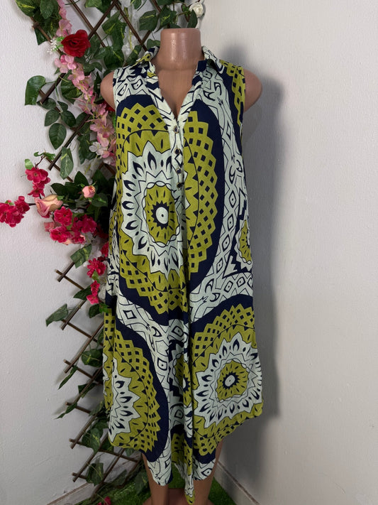 Robe a imprimer colle chemise sans manche - Perluna Store - kinshasa