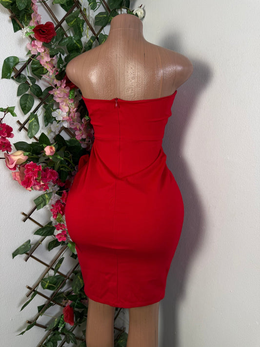 Robe bustier à fente volant  - Perluna Store - kinshasa