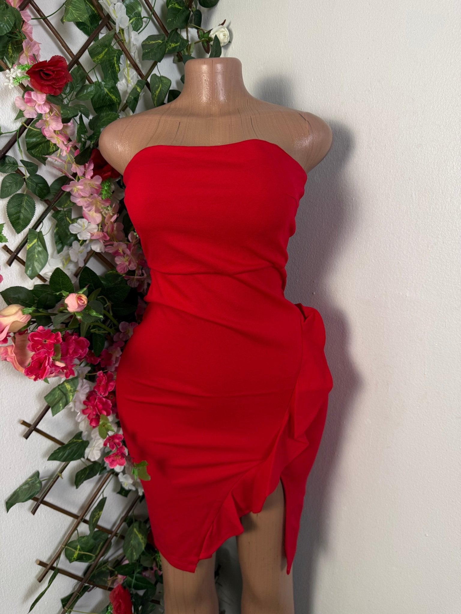 Robe bustier à fente volant  - Perluna Store - kinshasa