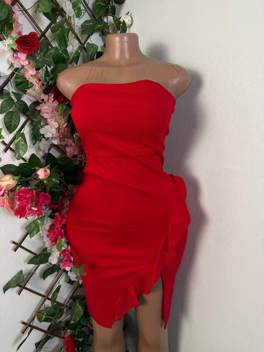 Robe bustier à fente volant  - Perluna Store - kinshasa