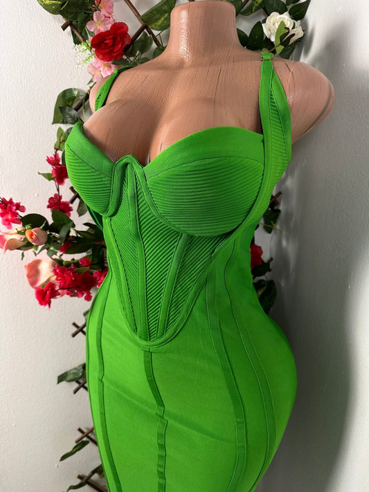 Robe corset bondage verte avec soutien - gorge cône - Perluna Store - kinshasa
