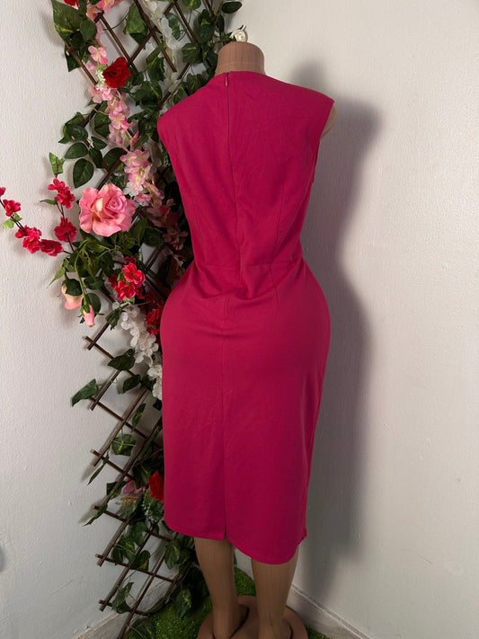 Robe crayon sans manche décolleté rond avec nœud - Perluna Store - kinshasa