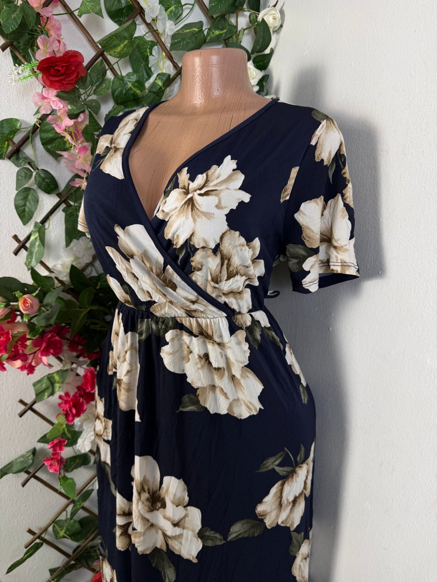 Robe croisé fleurie courte manche - Perluna Store - kinshasa