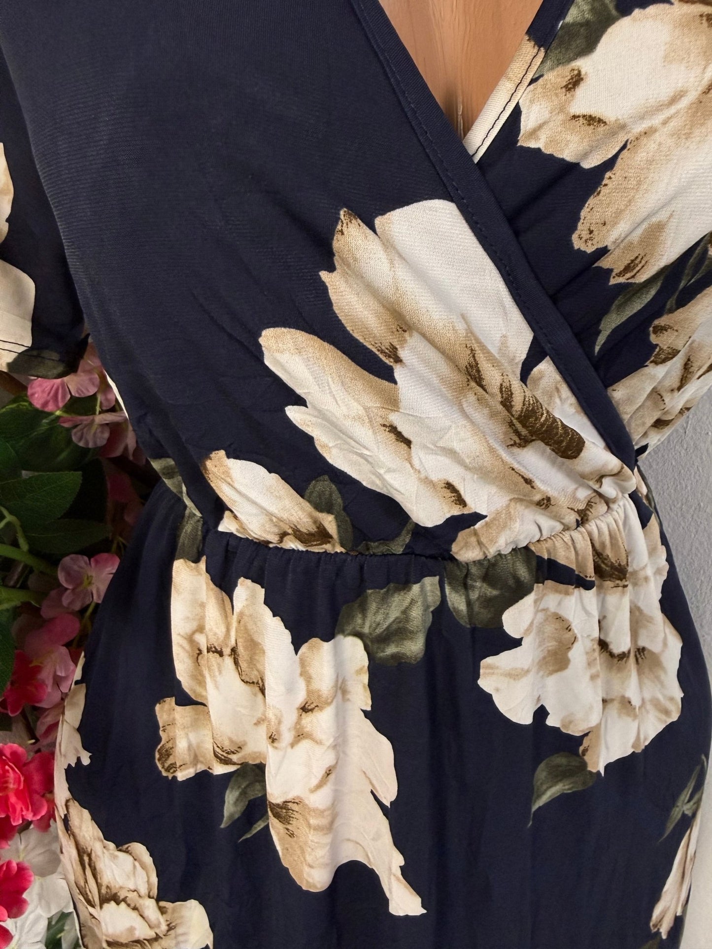 Robe croisé fleurie courte manche - Perluna Store - kinshasa
