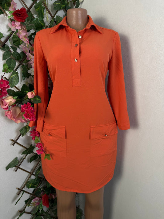 Robe droite manche longue colle chemise  - Perluna Store - kinshasa
