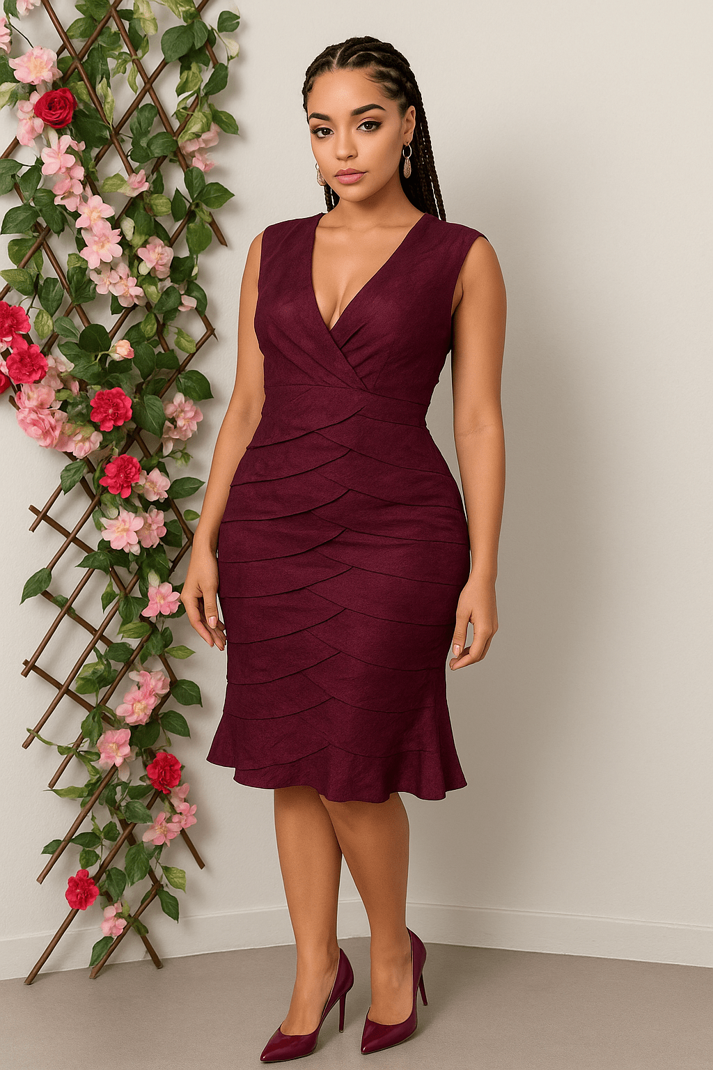 Robe élégante colle en V - Perluna Store - kinshasa