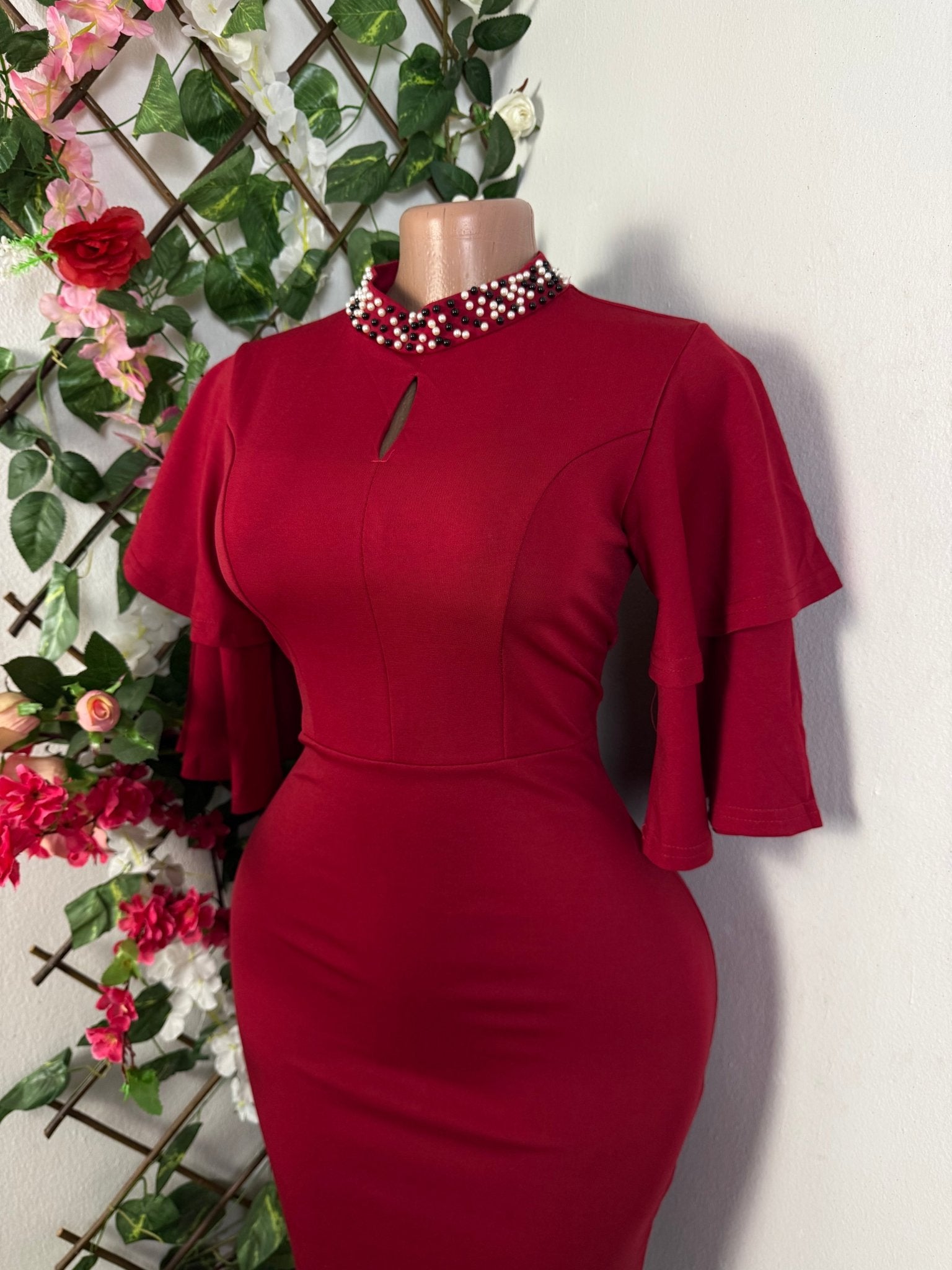 Robe élégante manche volant  - Perluna Store - kinshasa