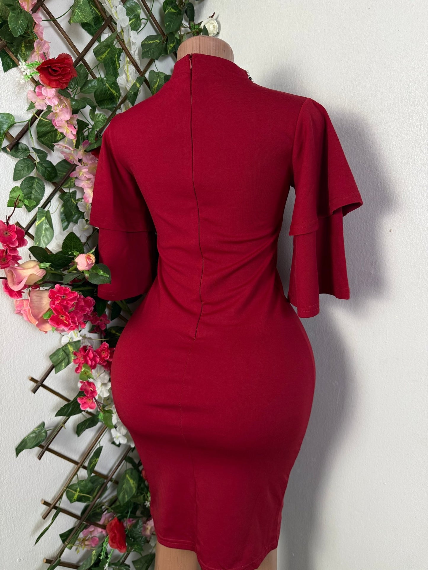 Robe élégante manche volant  - Perluna Store - kinshasa