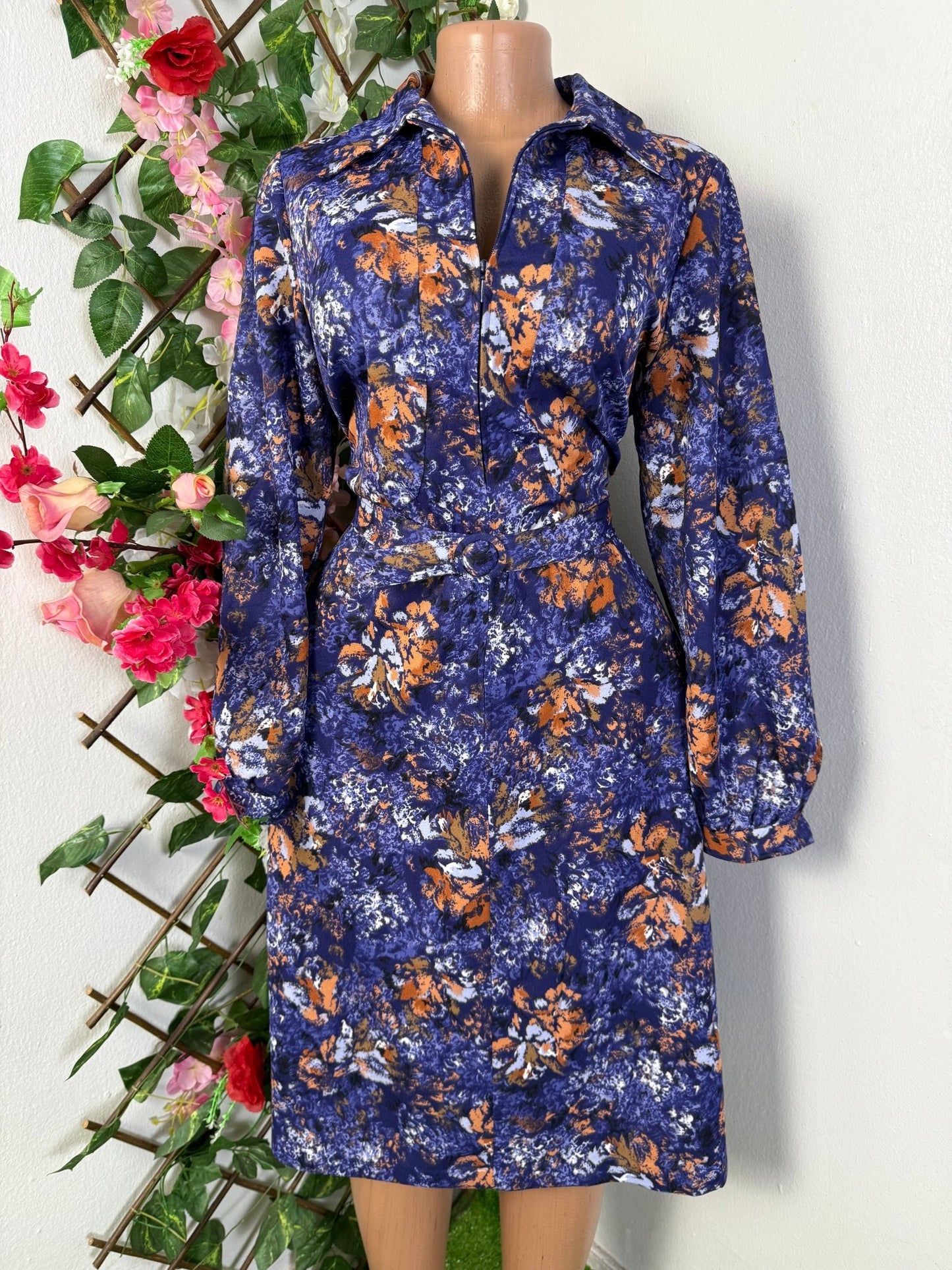 Robe fleurie manche longue colle chemise - Perluna Store - kinshasa