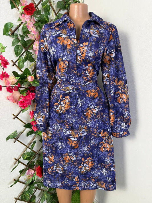 Robe fleurie manche longue colle chemise - Perluna Store - kinshasa