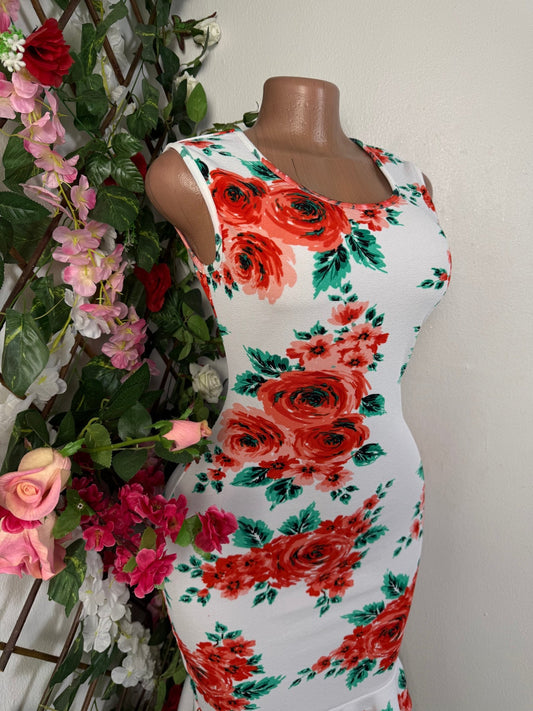 Robe fleurie sans manche a ourlet - Perluna Store - kinshasa
