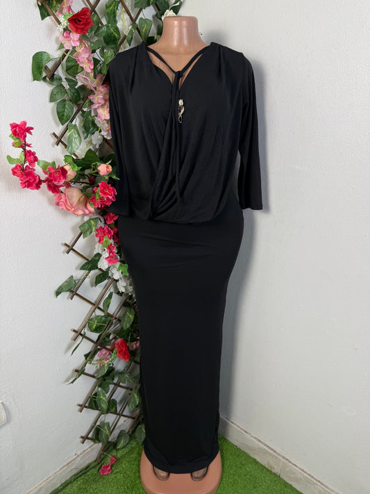 Robe longue colle drapé  - Perluna Store - kinshasa