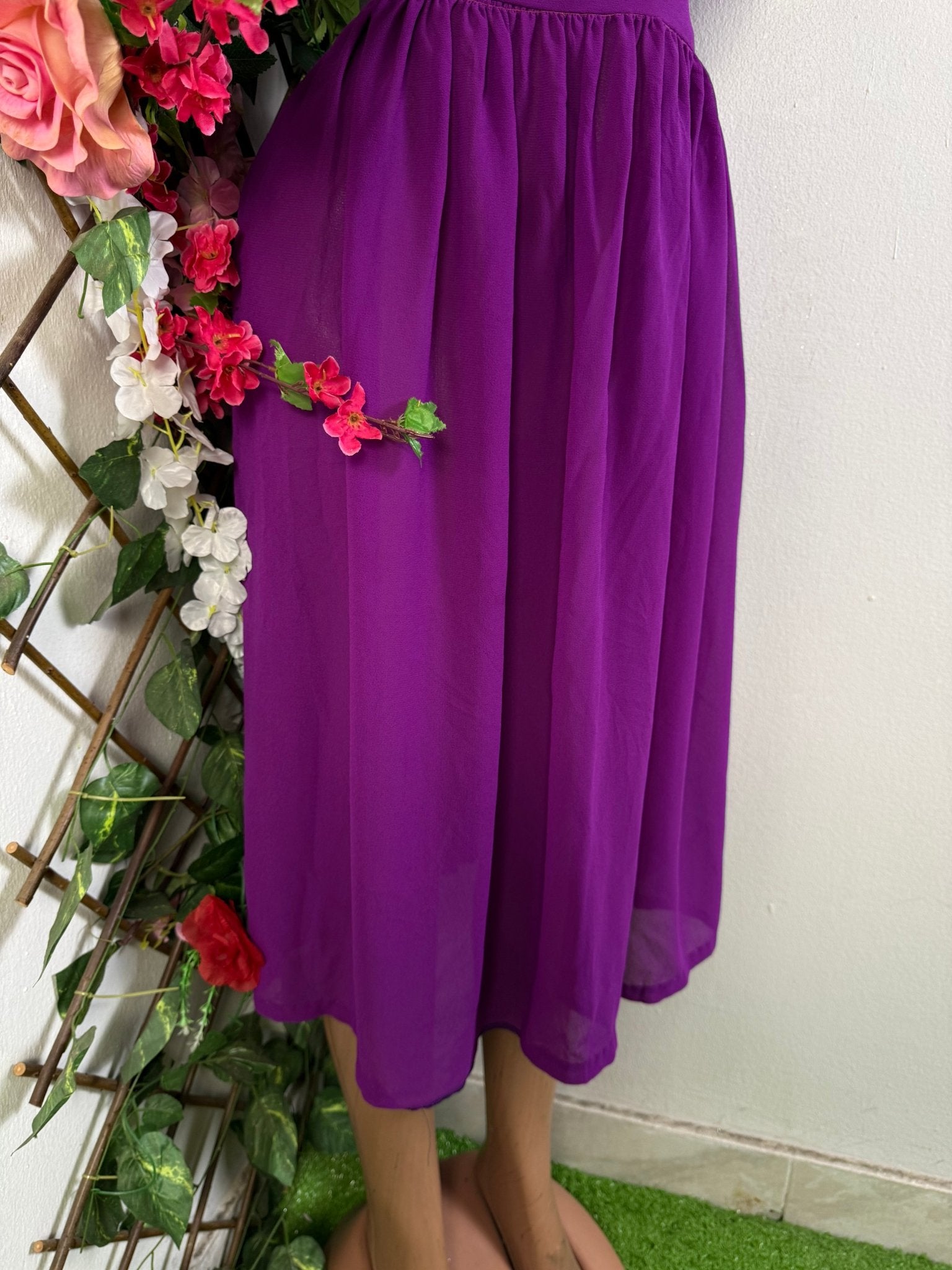 Robe longue décollée croisée courte manche - Perluna Store - kinshasa