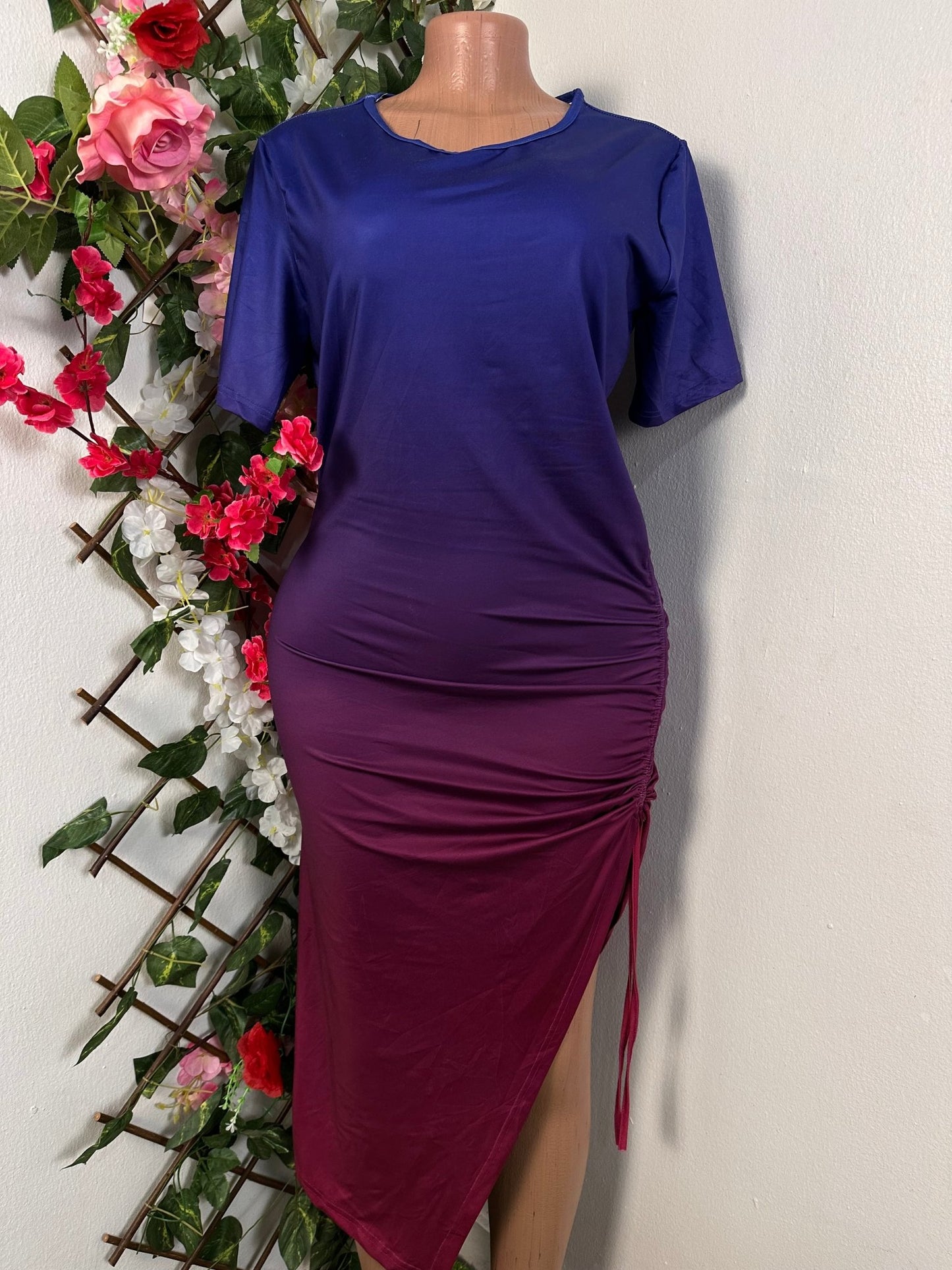 Robe longue décontracté avec fente réglable, et manche courte - Perluna Store - kinshasa