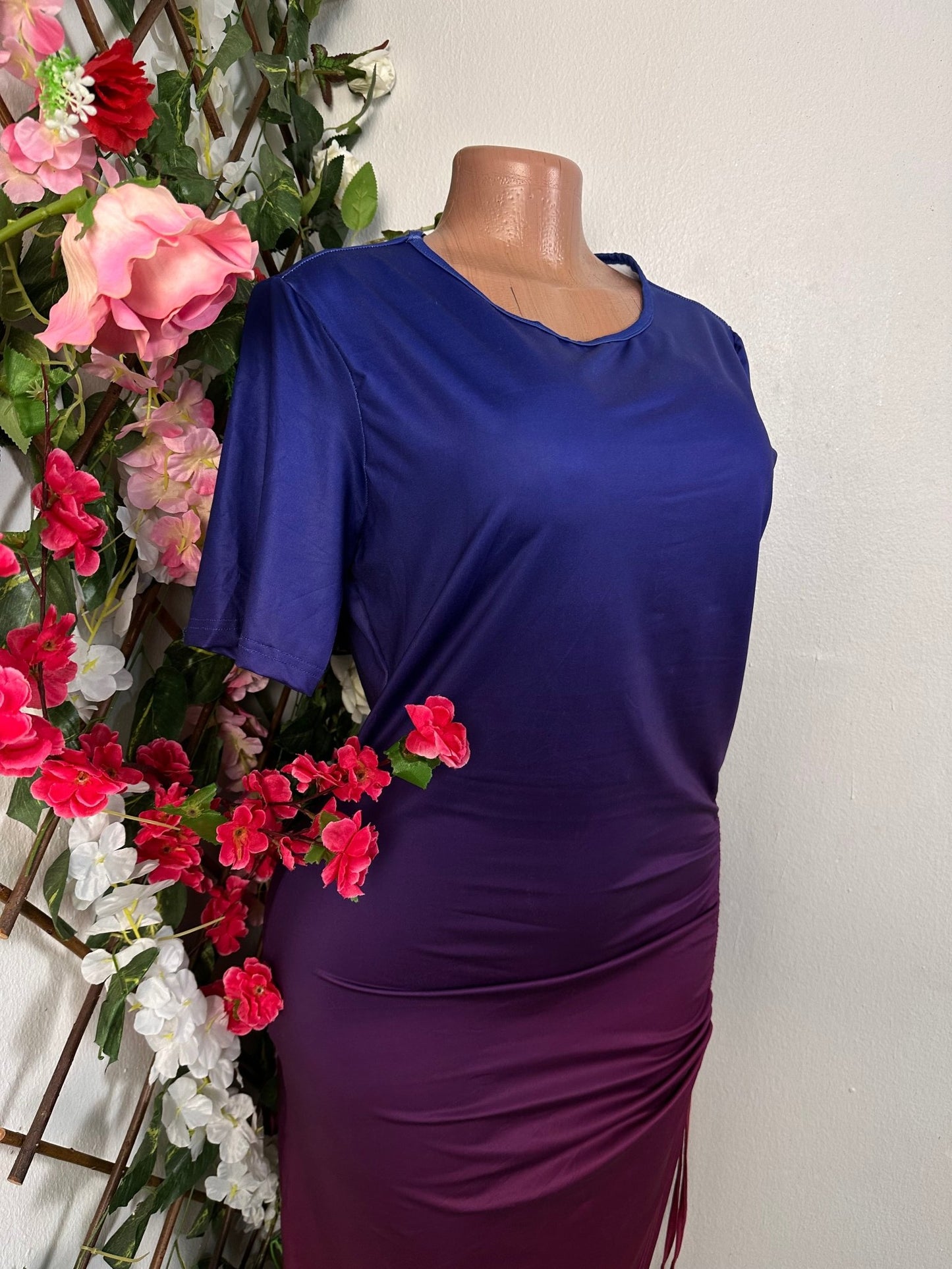 Robe longue décontracté avec fente réglable, et manche courte - Perluna Store - kinshasa