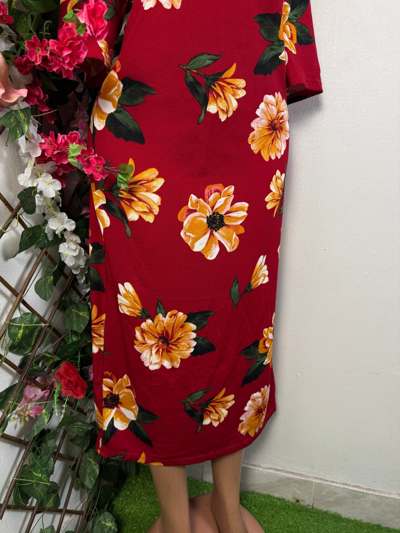 Robe longue droite manche mi longue - Perluna Store - kinshasa