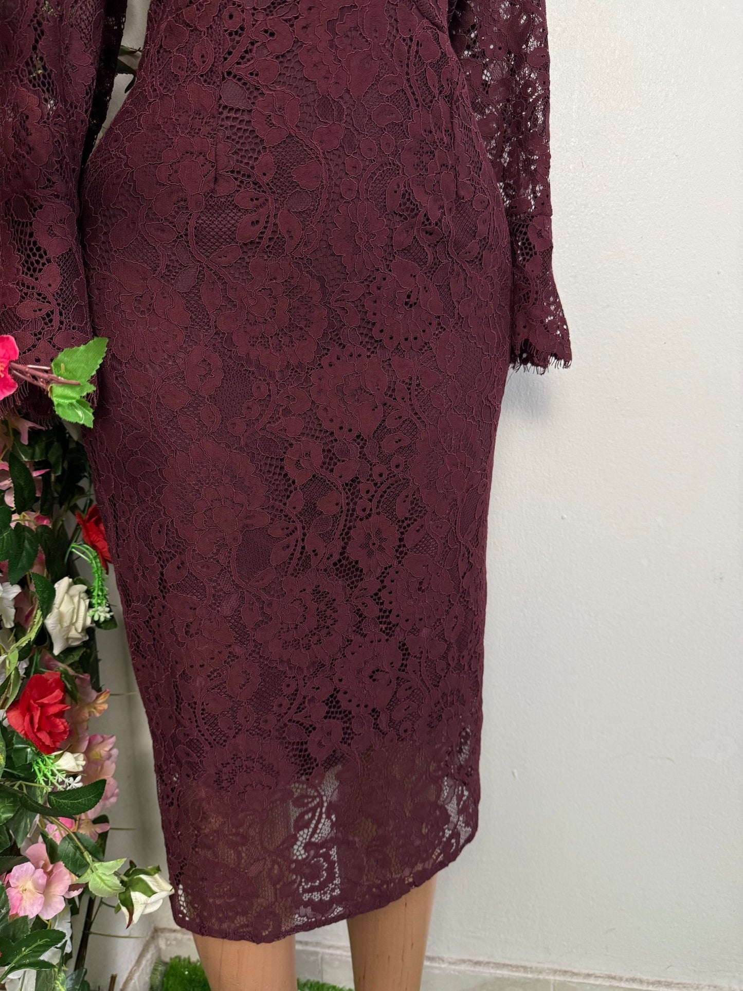 Robe longue en dentelle a longue manche - Perluna Store - kinshasa