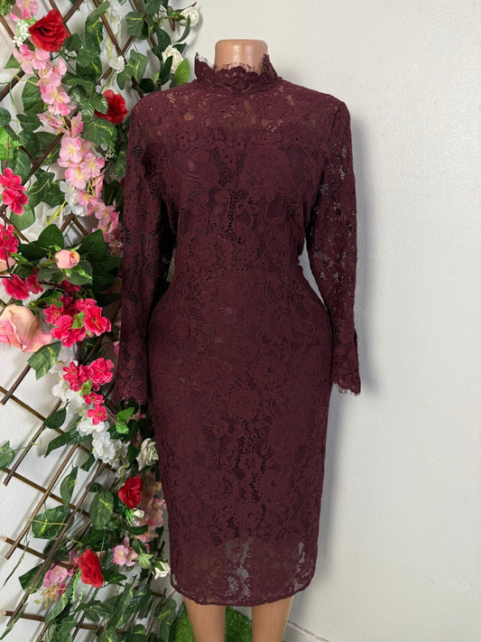 Robe longue en dentelle a longue manche - Perluna Store - kinshasa