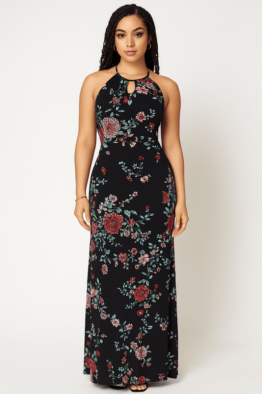 Robe longue évasée sans manche - Perluna Store - kinshasa