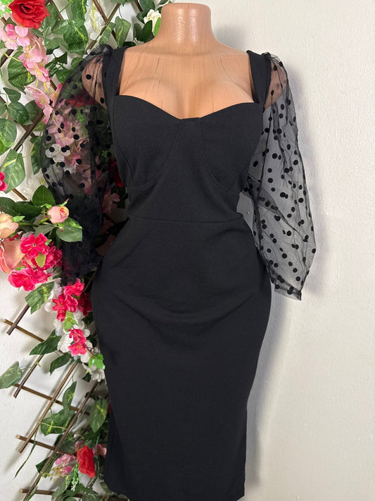 Robe longue manche voilée 3/4  - Perluna Store - kinshasa