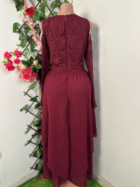 Robe longue top en dentelle long manche  - Perluna Store - kinshasa
