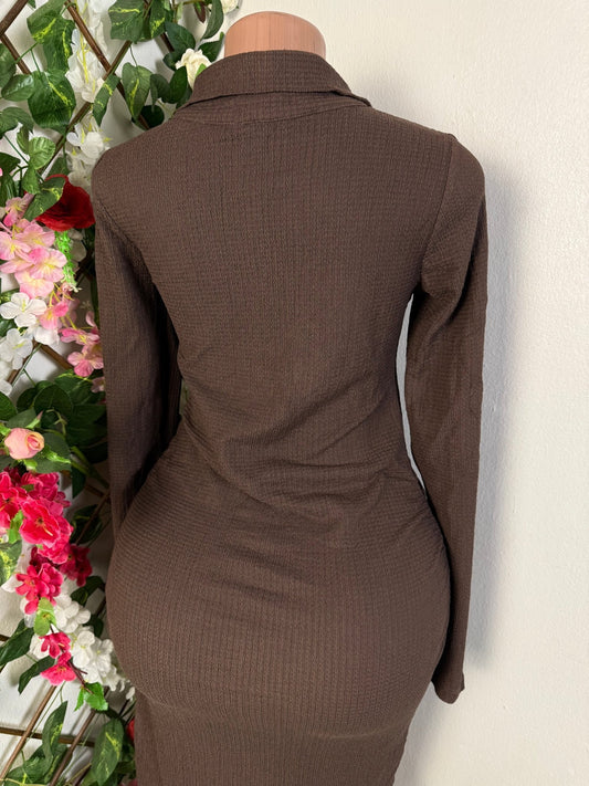 Robe mi longue à bouton colle chemise  - Perluna Store - kinshasa