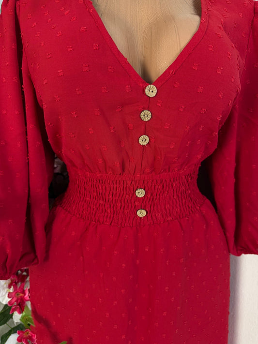 Robe mi longue à bouton manche 3/4 - Perluna Store - kinshasa