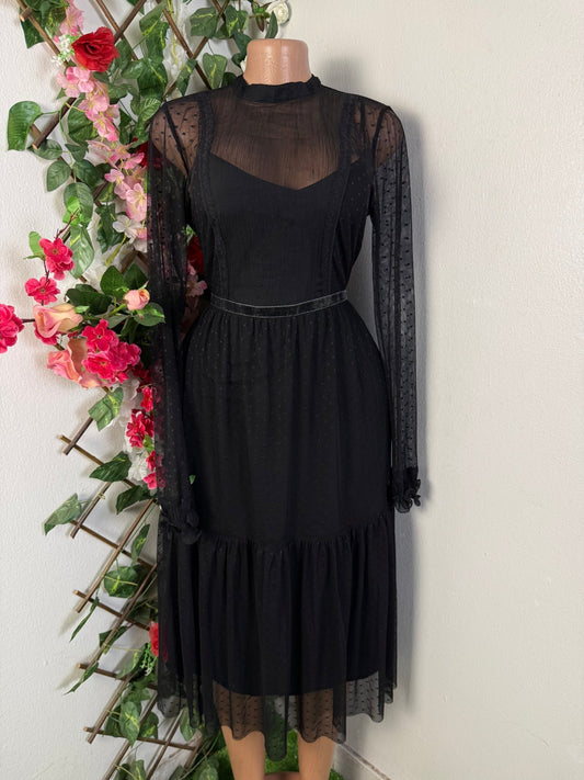 Robe mi longue en voile long manche - Perluna Store - kinshasa