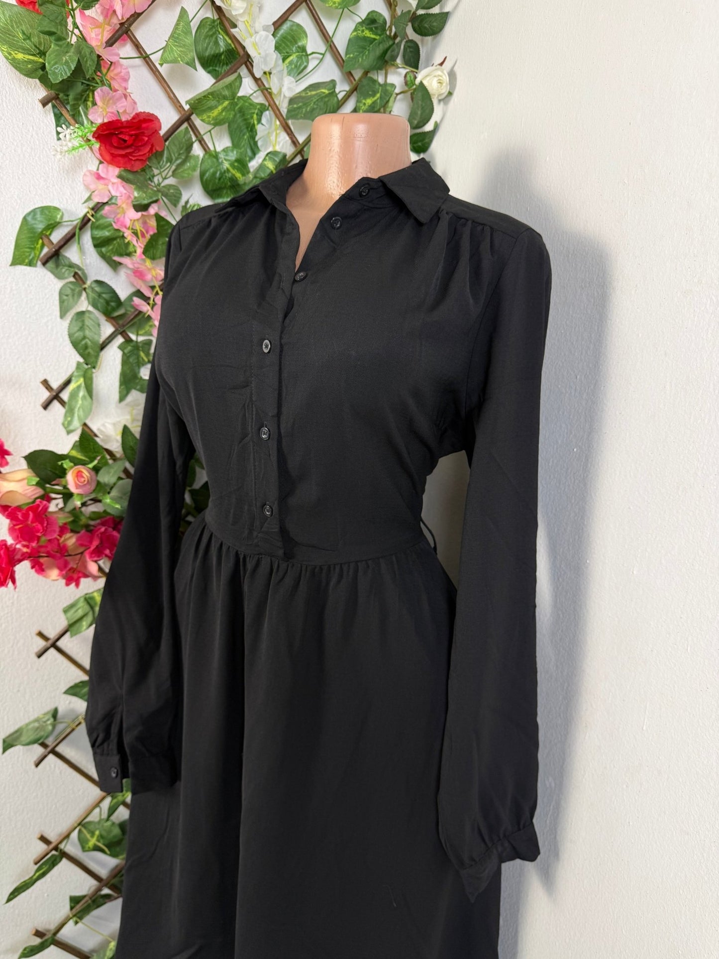 Robe mi longue évasée long manche - Perluna Store - kinshasa