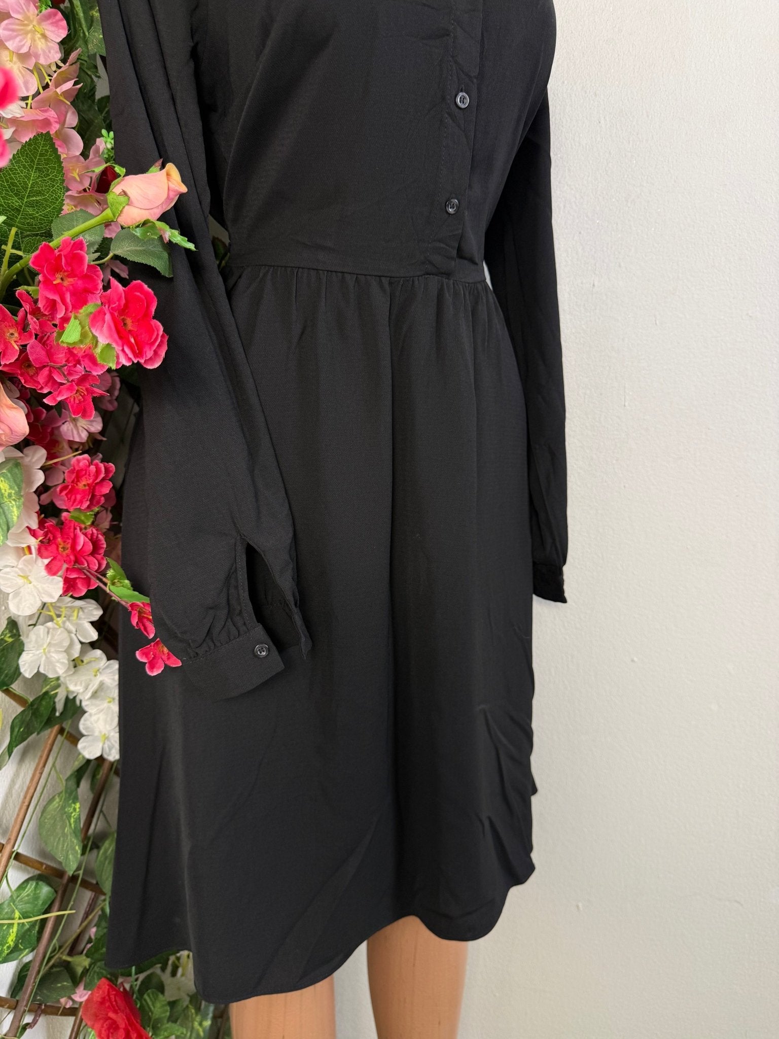 Robe mi longue évasée long manche - Perluna Store - kinshasa