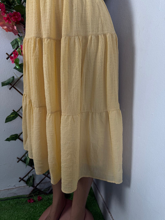 Robe mi longue volant courte manche - Perluna Store - kinshasa