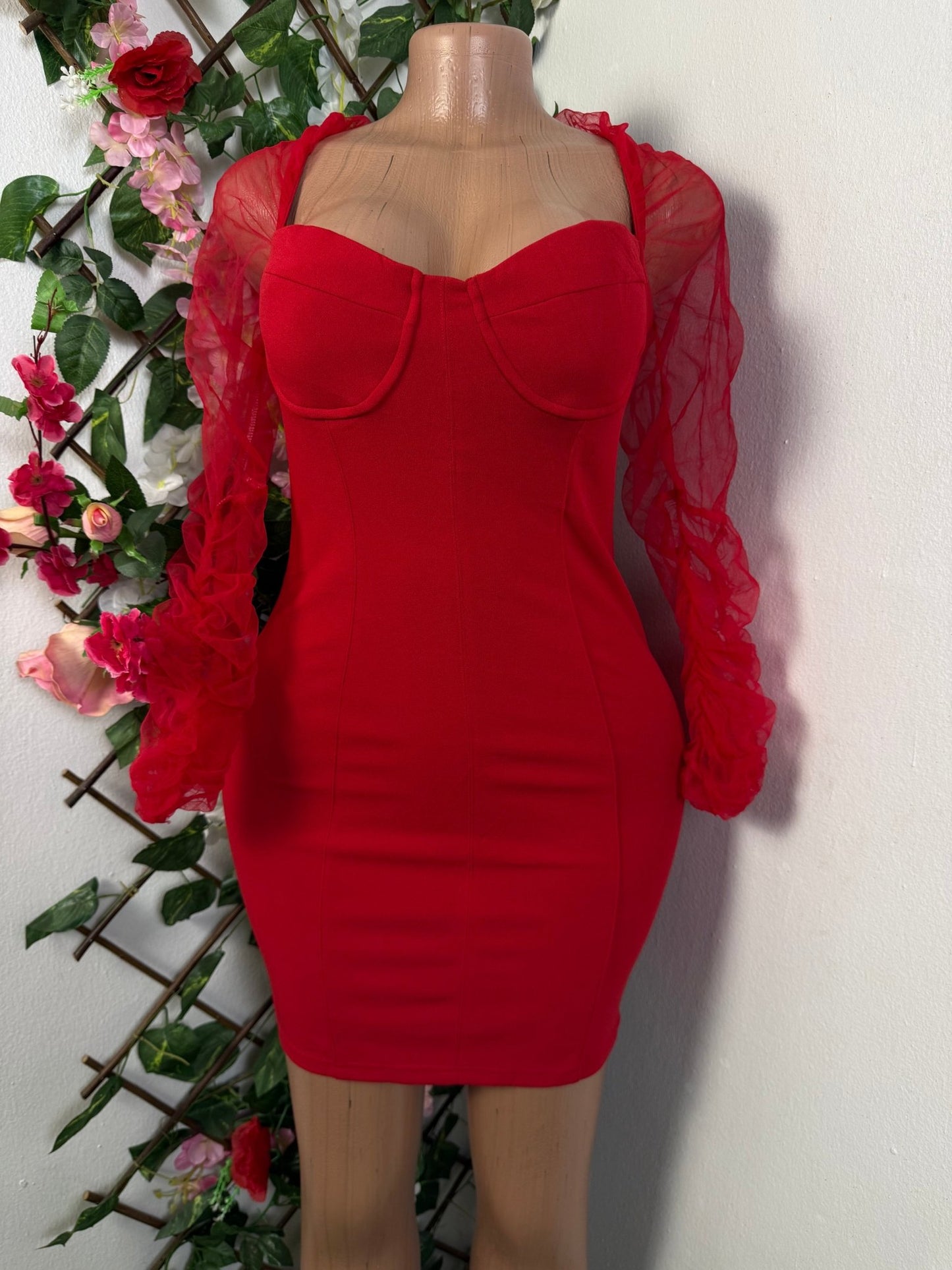Robe moulante à longue manche voilée - Perluna Store - kinshasa