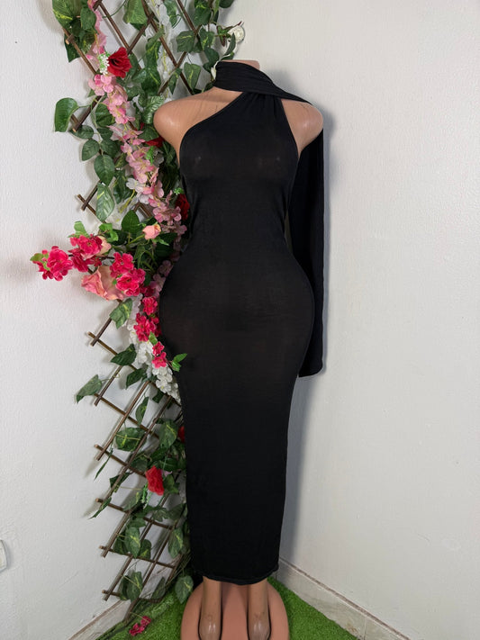 Robe moulante à une épaule écharpe - Perluna Store - kinshasa