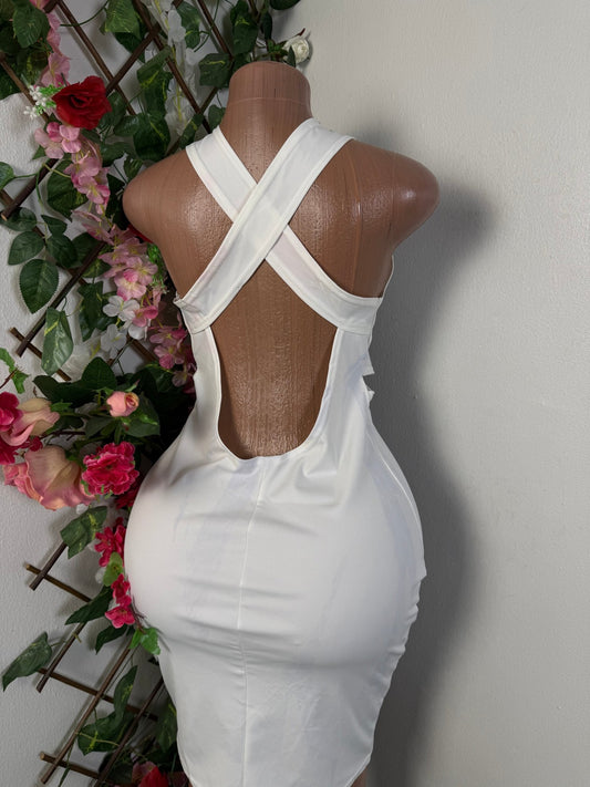 Robe moulante dos croisé  - Perluna Store - kinshasa