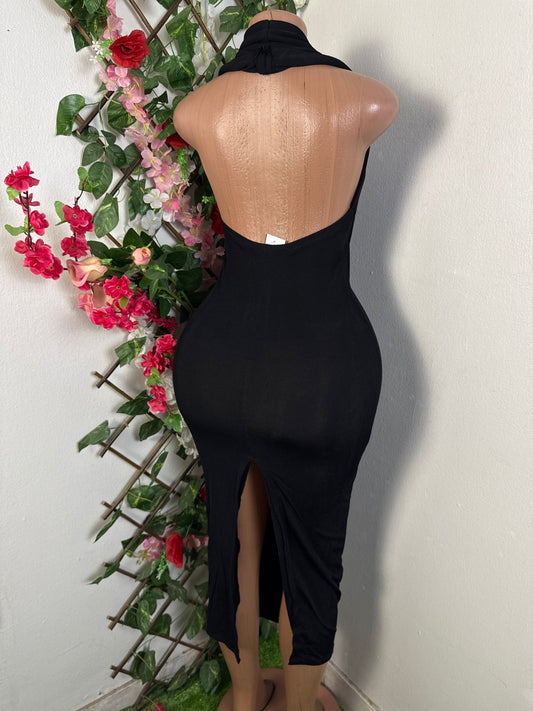 Robe moulante longue à dos ouvert pente  - Perluna Store - kinshasa