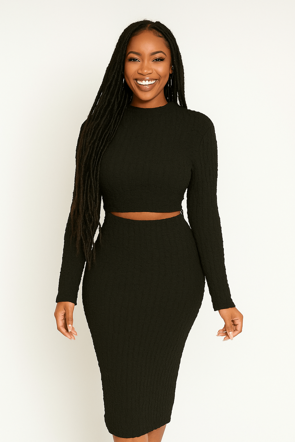 Robe moulante manches longues - Perluna Store - kinshasa