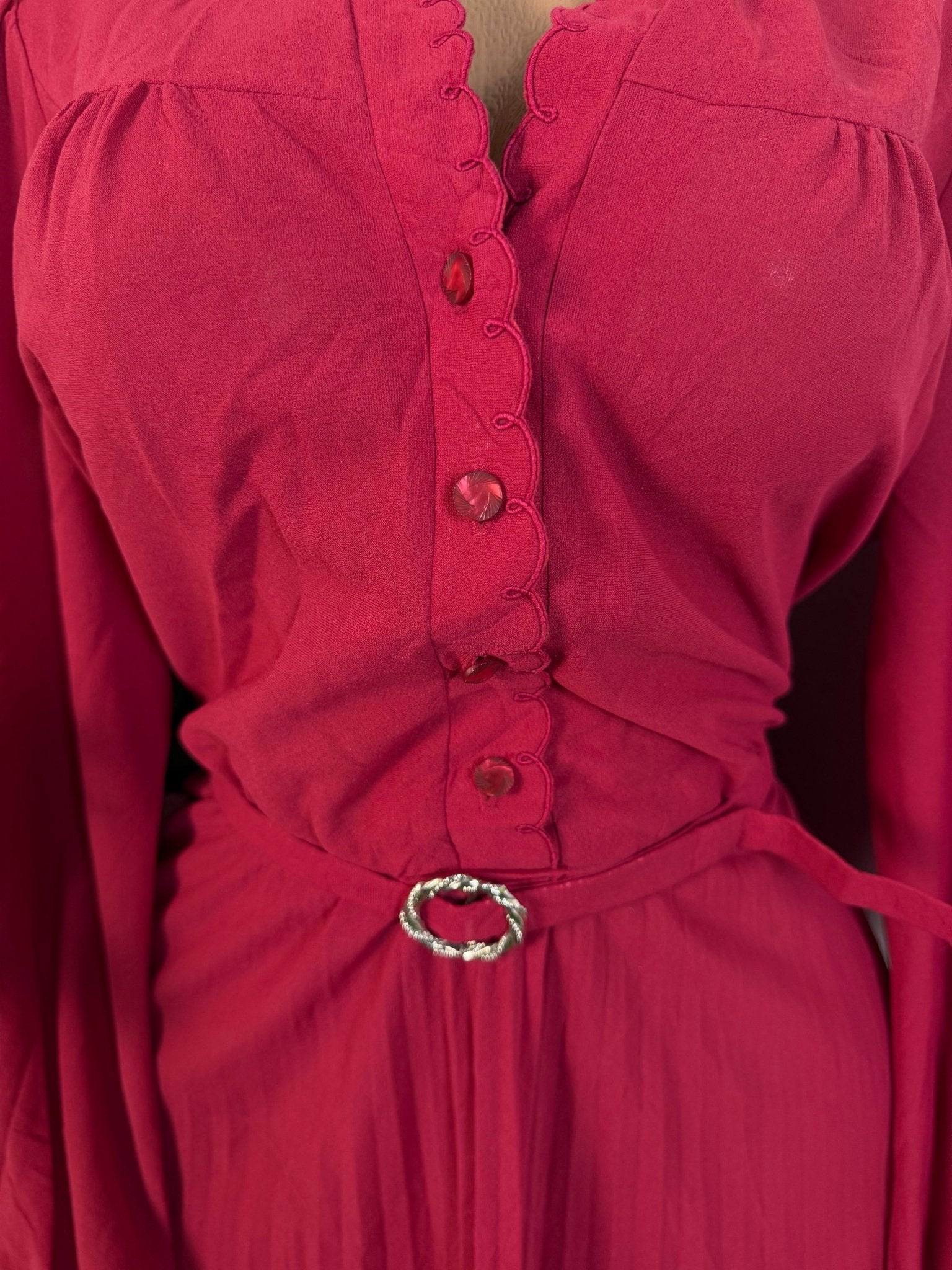 Robe plissée ceinturé long manche - Perluna Store - kinshasa