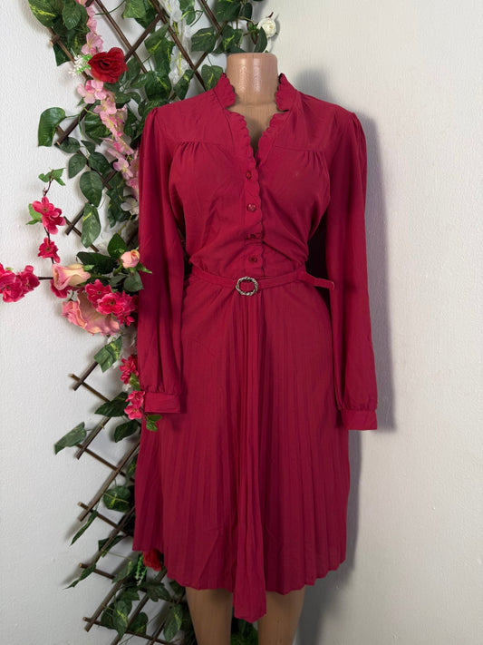 Robe plissée ceinturé long manche - Perluna Store - kinshasa