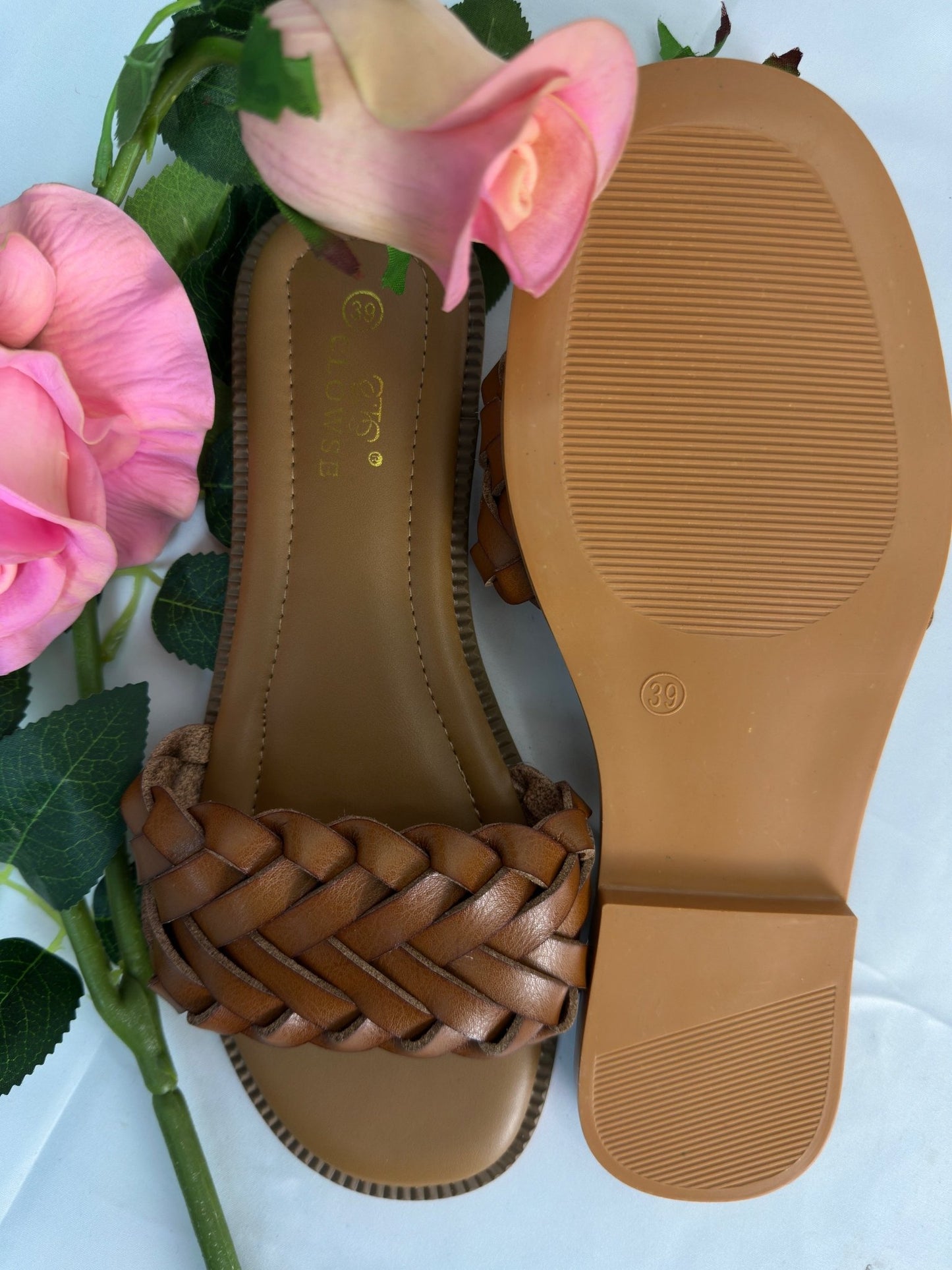 Sandale à babouche en cuire semelle basse - Perluna Store - kinshasa