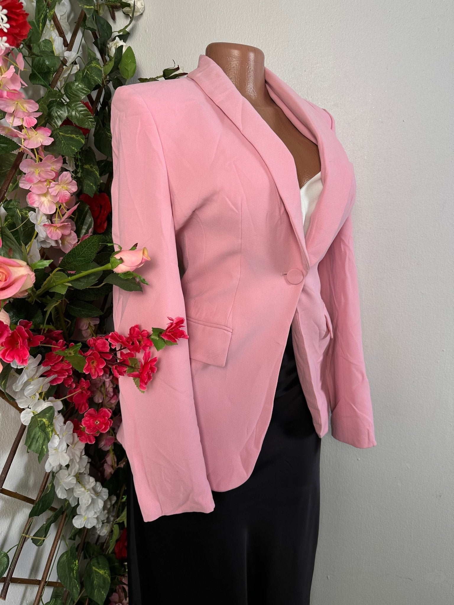 Veste blazer classique pour femme couleur rose à un bouton manche longue - Perluna Store - kinshasa