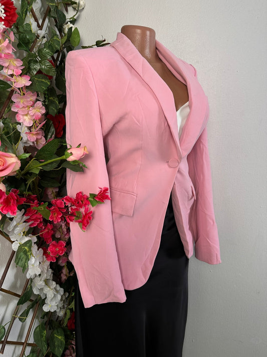 Veste blazer classique pour femme couleur rose à un bouton manche longue - Perluna Store - kinshasa