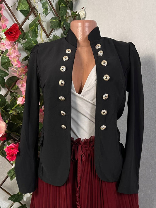 Veste blazer moderne pour femme style officiers couleur noir à bouton manche longue - Perluna Store - kinshasa