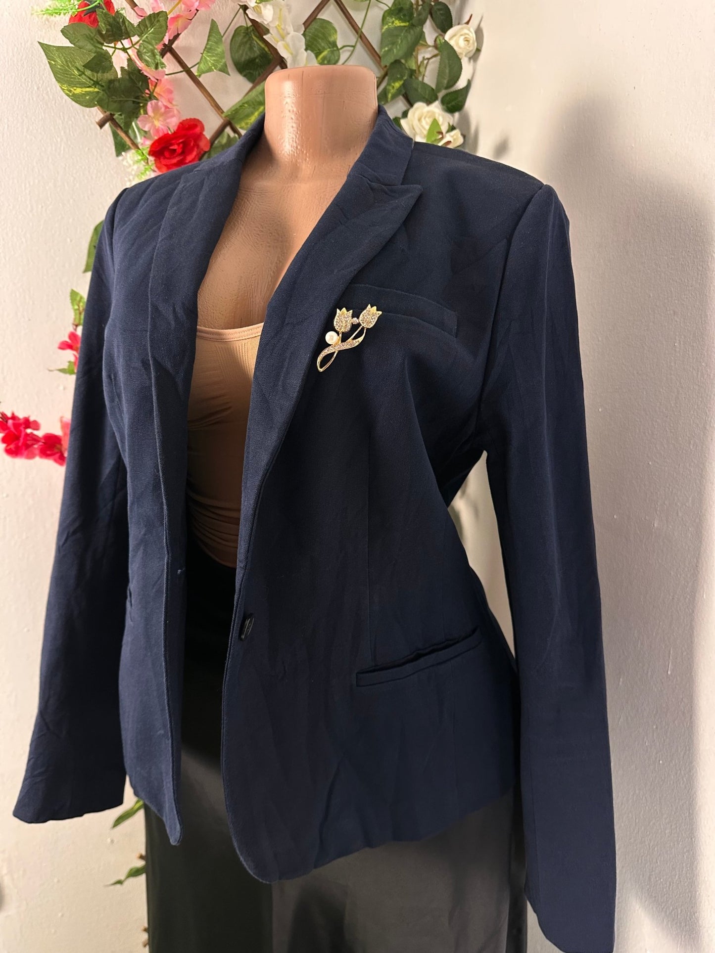 Veste blazer pour femme à boutons style classic couleur bleu - Perluna Store - kinshasa