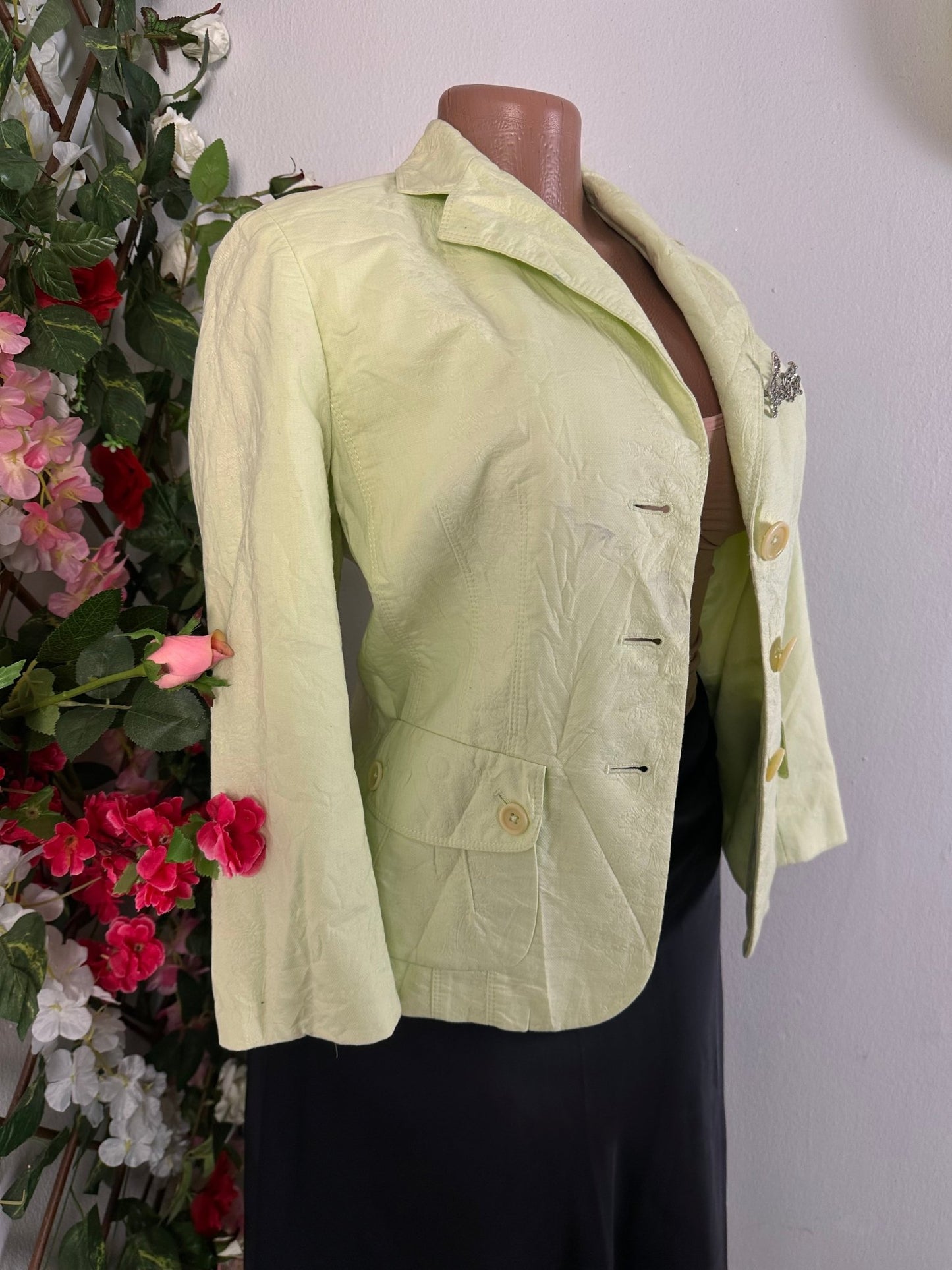 Veste blazer pour femme à boutons style vintage couleur vert claire - Perluna Store - kinshasa