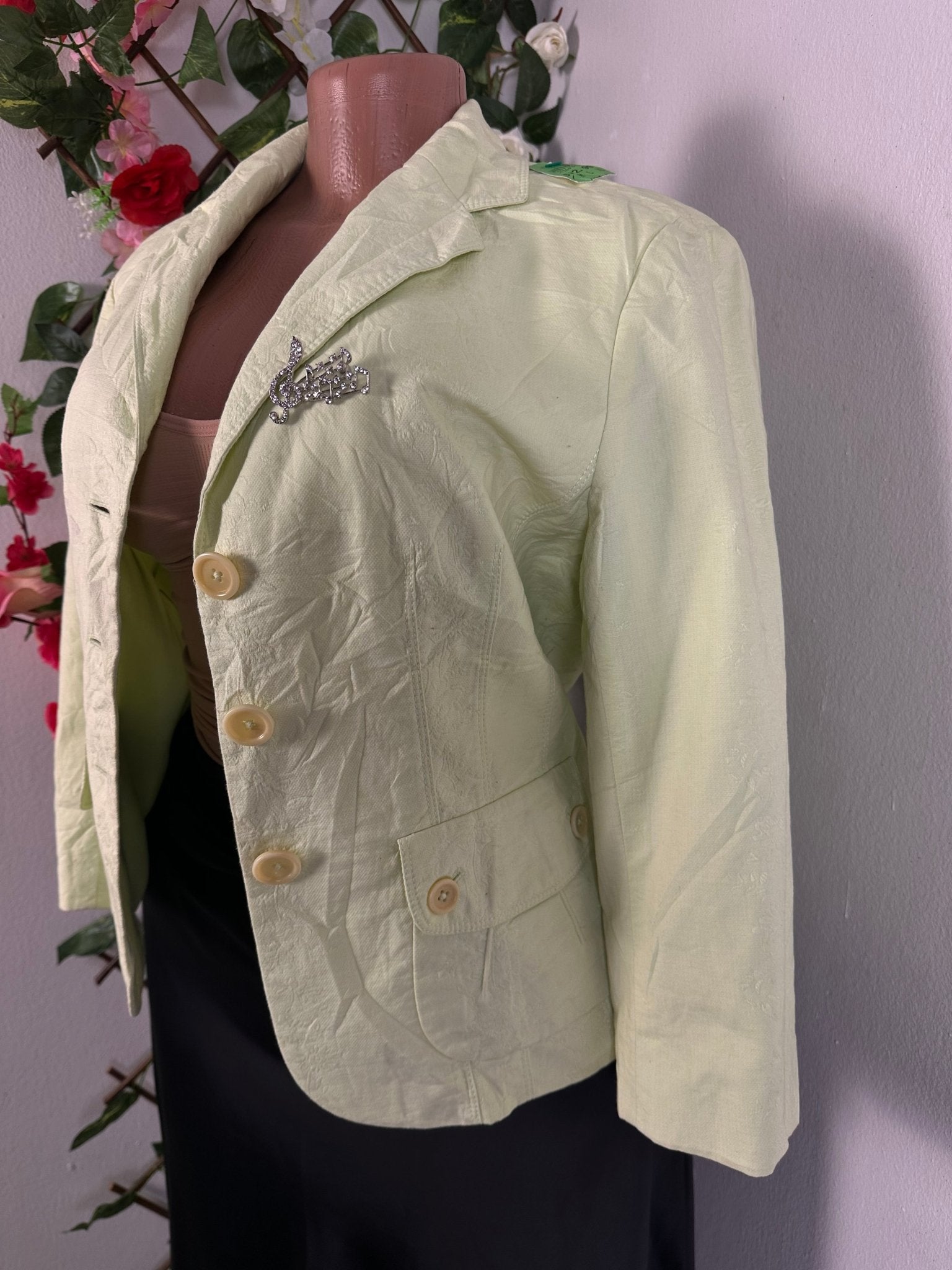 Veste blazer pour femme à boutons style vintage couleur vert claire - Perluna Store - kinshasa