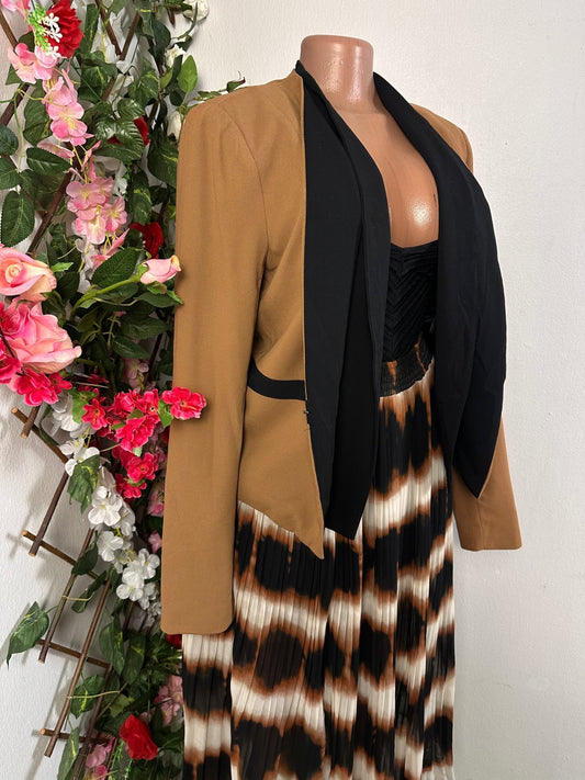 Veste blazer pour femme couleur marron avec double colle sans bouton manche longue - Perluna Store - kinshasa