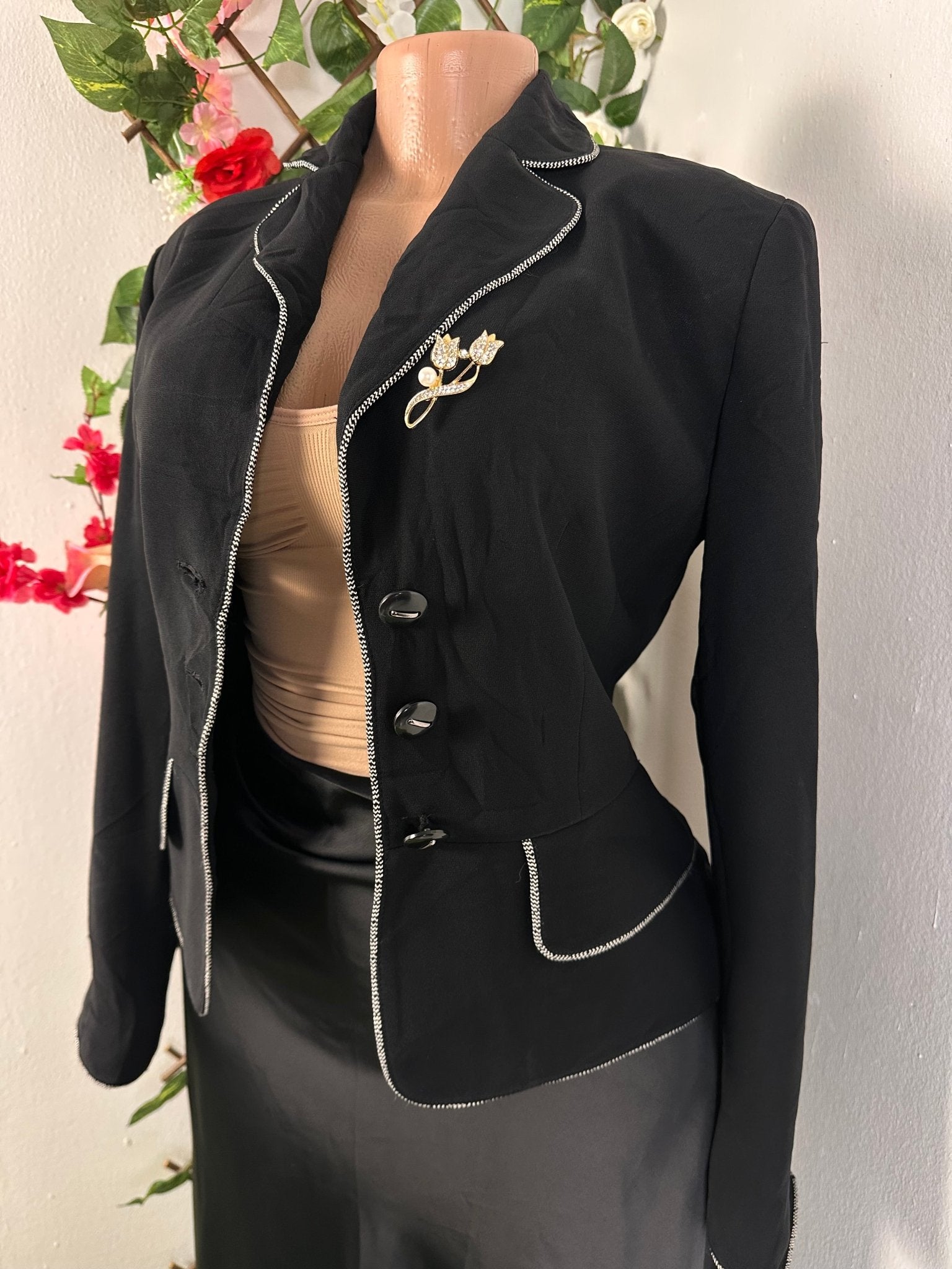 Veste blazer pour femme couleur noire en coton - Perluna Store - kinshasa